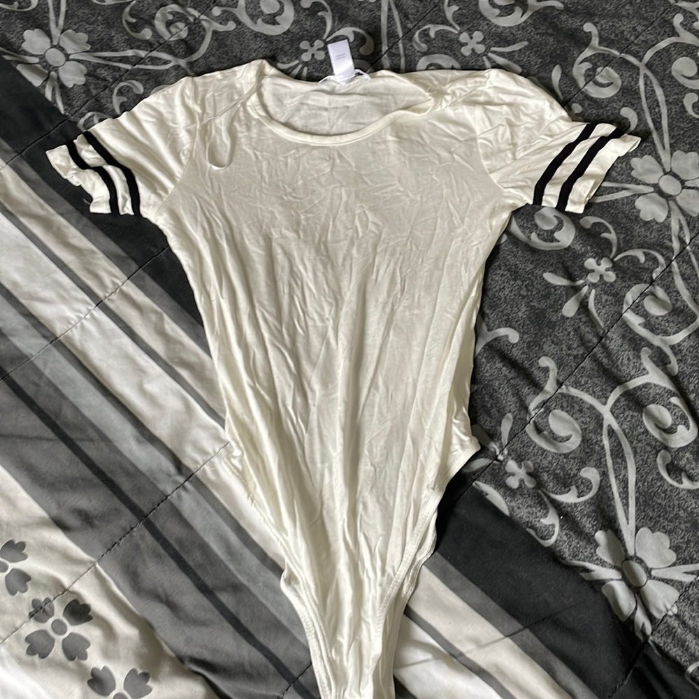 White with stripes on side (bodysuit)